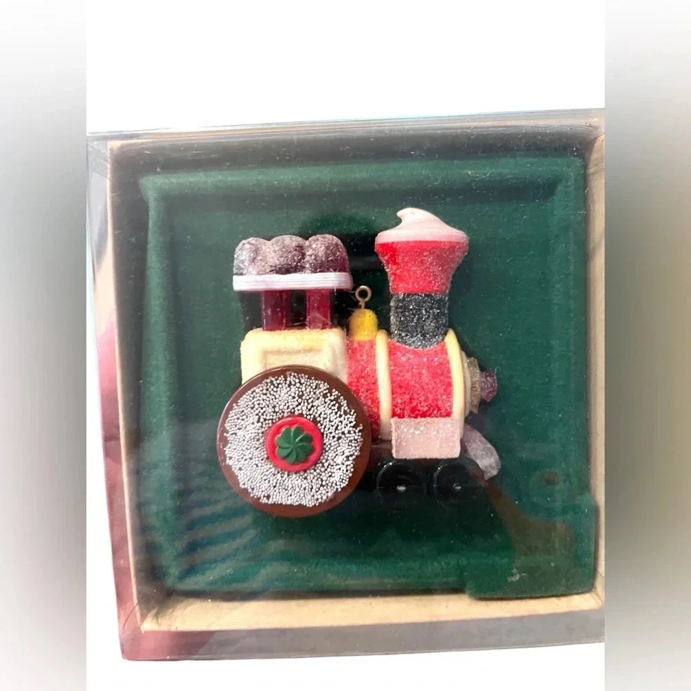Hallmark Candyville Express Train Christmas Ornament Vintage Glitter Candy 1981